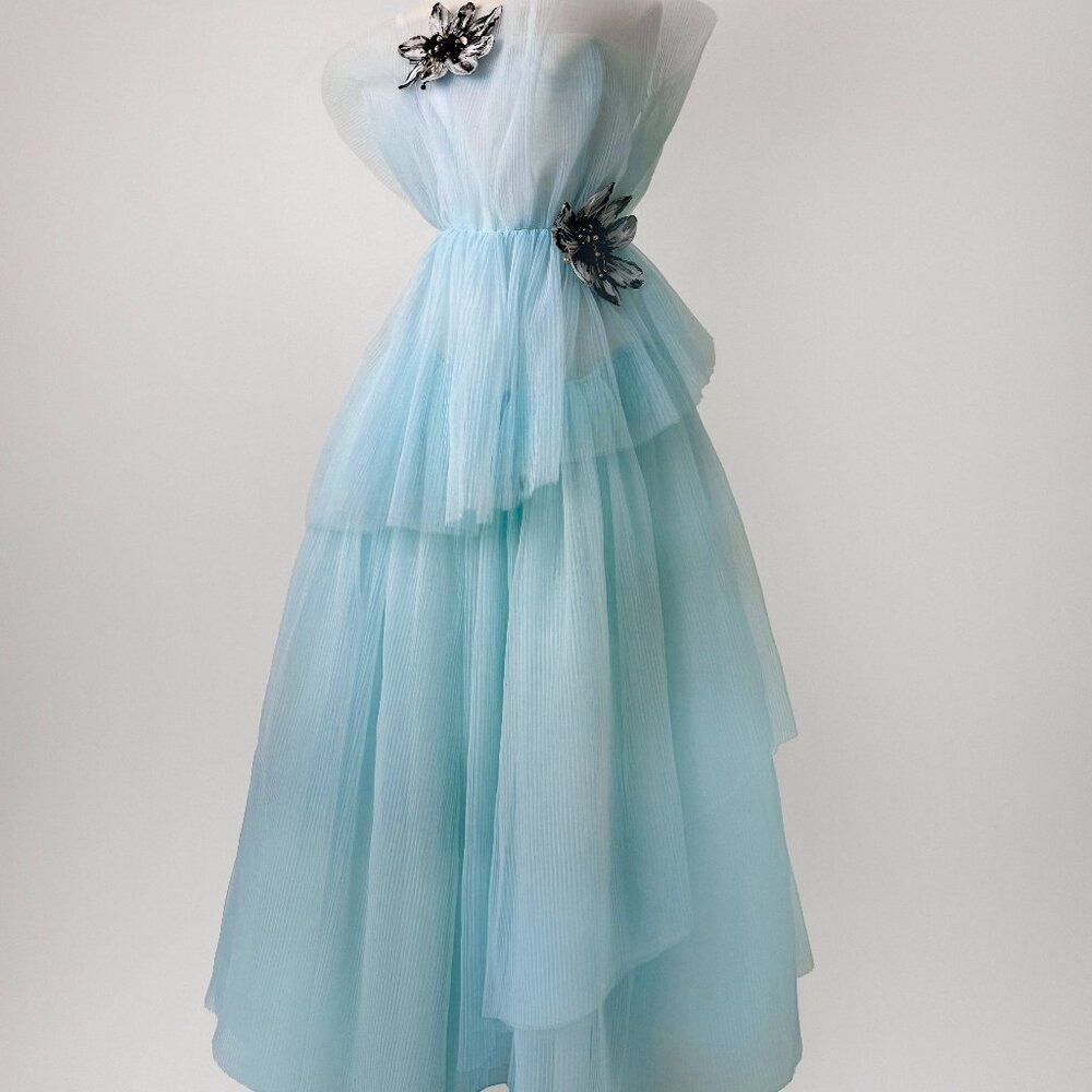 Brand new US 6 Anna Augusta Baby Blue Maxi Evening Dress